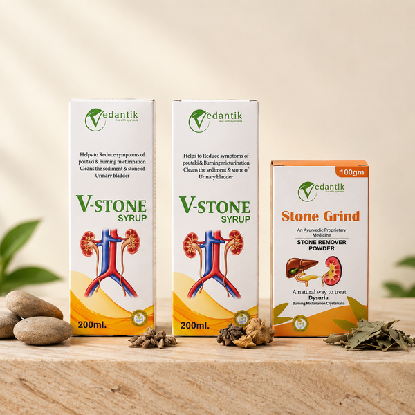 1-Month Urinary Stone Care Combo – V-Stone Syrup + Stone Grind Powder