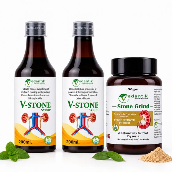 1-Month Urinary Stone Care Combo – V-Stone Syrup + Stone Grind Powder